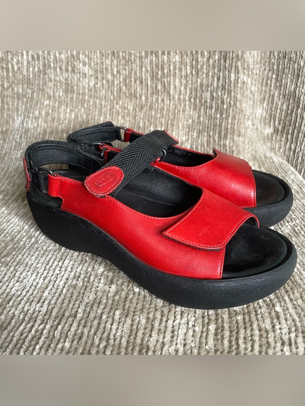 Wolky Jewel 3204 Red Leather Comfort Sandals Women Size EU 37 US 6.5-7 Walking